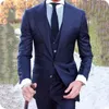 Мужские костюмы на 3 штуки шириной лацкат на нестандартный темно -синий мужчина 2023 Бизнес -стройный подход для жениха смокинг