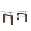 US Stock Living Room Furniture Rectangle Glass Coffee Table, Clear Modern Side Center Tables