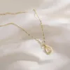 Anhänger Halsketten Mode Opal Tulpe Titan Stahl Halskette 2023 Korean Einfache Metall Zirkon Exquisite Choker Frauen Schmuck Geschenk
