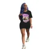 Designer 2023 Femmes Survêtements Noir Vêtements Deux Pièces Ensemble De Mode Motif Imprimé À Manches Courtes T-shirt Shorts Sportwear