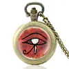 Pocket Watches Vintage Antique the Eye of Horus Design Charm Quartz Watch Pendant Clock Men Women Glass Dome Necklace Gifts