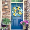 Dekorative Blumengirlande für die Haustür, blauer Faux-Blumen-Willkommens-Frühlings-Wand-Fenster-Klassenzimmer-Kranz