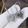 Dangle Earrings S925 Sterling Silver Heart Shape Dorp Earring For Women Fine Diamond Mujer Orecchini 925 Jewelry Femme Gemstone