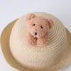 Wide Brim Hats Fashion Summer Baby Kids Sun Hat Boys Girls Beach Straw Cap Bear For Girls/Boys Bucket Unisex