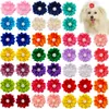 Fruits 100x Cute Pet Dog Cat Hair Bows Flowers for Dog Wedding Party Holiday Daily Accessories Pet Grooming Bows with Rubber Bands