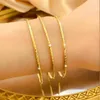 Bangle 3pieces Women Thin Bracelet Classic Style Solid 18k Gold Color Real Lady Jewelry Gift Dia 65mm