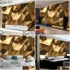 Bakgrundsbilder Bakgrundsbilder Modern Creative Mural Wallpaper 3D Stereo Golden Geometry Art Wall Cloth Living Room TV Soffa Bakgrund Heminredning Papel