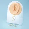 Baumelnde Ohrringe Spiral-Threader Ohrring Edelstahl Handgefertigt Twisted Linear Curved Dangling Minimal Unisex