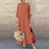 Abiti casual DONNE DONNA MASSI VINTAGE MAXI Summer Solido o cucciolo di cucitura stampato a 3/4 bottoni laterali a 3/4 Abiti abiti da lavoro casual più casual Plus Size 230508