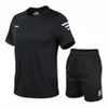 Running Sets 2 PcsSet Men's Running Sets Summer Sportswear Gym Fitness Sport Suits Compression Clothing Training Workout Tracksuits For Men 230508
