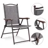 Costway - Juego de 2 sillas plegables con respaldo para acampada, terraza, jardín, playa, color gris