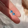 Brincos do garanhão WPB S925 STERLING SLATA CORAÇÃO MULHERM Blue Diamond Jewelry for Girls 'Holiday Gift Party