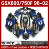 Body for Suzuki GSXF750 GSXF600 KATANA GSXF 600 750 CC 600CC 750CC 1998 1999 2000 2001 2002 169NO.68 GSX750F GSXF-600 GSXF-750 GSX600F 98 99 00 01 02 Fairing Blue Flames