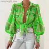 Women's Blouses Shirts Spring Fashion Women Shirt Lantern Long Sleeves Casual Solid Color Printed Slim Buttons V Neck Blouse Commute High Street Shirts T230508