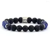 Strand Trendy Bracelet For Men Lava Stone Mala Bead Elastic Bangle Luxury Spiritual Stylish Bijoux Men's Jewelry Dropship Suppliers