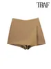 Skirts TRAF Women Fashion Pareo Style Asymmetric Shorts Skirts Vintage High Waist Side Zipper Female Skort Mujer P230508