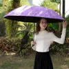 Umbrellas Large Size Umbrella 10 Bones Flower Pattern Rain Umbrellas Anti UV Sun Protection Rain Umbrella Women Folding Parasol 4 Color 230508