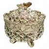 Butelki do przechowywania Kryształowe szklane słoiki europejskie nowoczesne przezroczyste słoik ze słodyczami z pokrywką biżuterię kosmetyczną dekorację domu