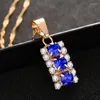 Pendant Necklaces Fashion Jewelry Deep Blue Zirconia Inlaid Beautiful Gold Filled Womens ChainPendant