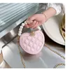 Handbags Children's Small Round Crossbody Bag Fashion Baby Girls Mini Heart Shoulder Bags Pearl Chain Kids Coin Purse Handbags Wallet 230508