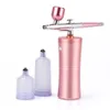 Airbrush Tattoo Supplies Top 0.4mm pink mini air compressor kit air brush paint spray gun spray gun for nail art tattoo craft cake nano fog spray 230506