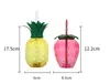 New Spring Strawberry Straw Water Bottle Pineapple Portable Plastic Cup for Spring Wedding Shower Birthday Party Desktop Decor