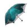 Umbrellas Leaves Lace Princess Sun Umbrella Portable 3 Folding Windproof Woman Female Parasol Travel Sun Rain UV Protection Umbrellas Gift 230508