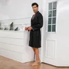 Mäns sömnkläder simulering siden pyjamas mantel för mäns high-end andningsbara is casual mens kimono med snörning hem slitage bad