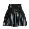 Skirts Womens Leather Miniskirts High Waist Pleated A-Line Circle Skirt Rave Dance Bottoms Sexy Clubwear Fashion Skirts 230508