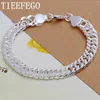 Chain 925 Sterling Silver Square Buckle 10MM Side Solid Bracelet For Women Men Charm Party Gift Wedding Fashion Jewelry 230508