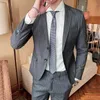 Men's Suits Jacket Pant Design Suit Men Fashion 2023 Business Formal Wear Striped Slim Fit Wedding For 4XL-M