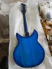 Custom 12 cordes 330 bleu guitare électrique 21 frettes corps semi creux 2 micros grille-pain