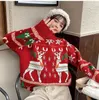 Camisolas femininas Vintage Women Pullover Winter Christmas Elk Jumpers Merry Loose Knitwear Sweater Casual