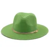 Gouden riem decoratieve stro hoed strand panama cap mannen vrouwen buiten brede randzon bescherming top hoed jazz sombrero hombre caps