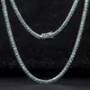 2023 Wholesale 925 Sterling Silver Bracelet 3-5mm White Gold Plated Green Blue Moissanite Tennis Chain NURS