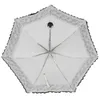 Paraplu's draagbaar 3 vouwen vintage kanten parasol windbestendige regendichte lolita prinses vrouwelijke paraplu regen vrouw zon sun uv bescherming 230508