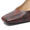 Dress Shoes Roni Bouker Spring Summer Women Genuine Leather Pumps Woman Snake Print High Heels Women's Pink Office Lady Footware