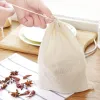 Wholesale 100 Pieces Kitchen Food Muslin Cotton Storage Drawstring Bags Empty Tea Filter Sachet Multi Size Soap Cooking Cheesecloth Pouches