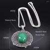 Pendant Necklaces Bohemian Stainless Steel Natural Gem Stone Necklace For Women Vintage Geometric Energy Healing Jewelry NXS04