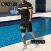 Herren Trainingsanzüge Sommer Herren Sets 3D-Druck Mode Kleidung für Mann T-Shirt Shorts 2-teiliges Outfit Lässige Streetwear Übergroße Herren Trainingsanzug 230508