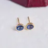 Stud Earrings WPB S925 Sterling Silver Women Oval Blue Diamond Sparkling Jewelry For Girls' Holiday Gift Party