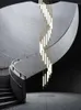 Pendelleuchten Moderne Streifen Schwarz Gold Minimalistisch Atmosphärisch Treppenhaus Kronleuchter LED Beleuchtung Villa Wohnzimmer Esszimmer