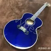 Moule Lvybest 43 pouces J200, finition peinture bleu ciel, ormeau véritable à doigts noirs incrusté de guitare acoustique en bois