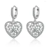 Boucles d'oreilles pendantes 925 en argent Sterling goutte pour les femmes à la mode coeur origine diamant filles Aretes De Plata Ley Mujer bijoux