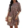 Casual jurken dames zomerjurk mini bloemen half muleve babydoll