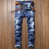 Męskie dżinsy lekkie luksus męskie Slimfit Ripped Blue Denim Pantshigh Quality DRID DEKADZENIE DEANSWHITE STYLISH SEXY SEXY Street Jeans Z0508