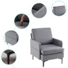 KTAXON FABRIC ARM 의자, 사이드 백이있는 현대 클럽 의자, 거실 침대 방을위한 중반기 악센트 의자 어두운 회색