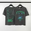 Men's T-shirt trend large size short sleeve hand-painted graffiti couple niche retro fashion men's and women's same style loose large size washed to do old