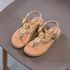 Sandals Summer New Children's Fashion Soft Sole Floral Shoes Girls' Solid Elastic Strap Sandals