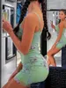 Повседневные платья сексуальные женщины обернутые платье Y2K Fairy без рукавов V шея цветочные кружевные кружевные салата